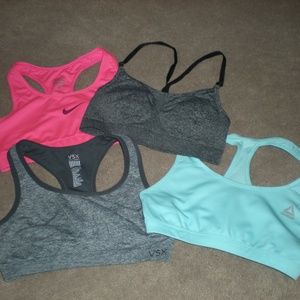 Lot of 4 Nike/Pink/Reebok Sports Bra Small